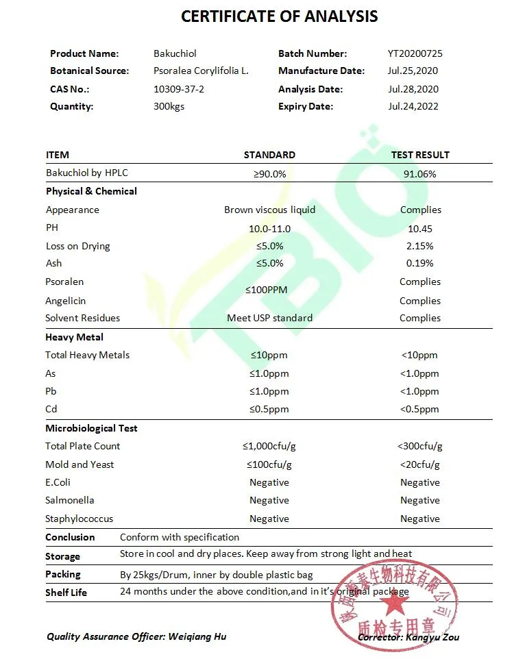 10309-37-2 Psoralea Corylifolia Extract Bakuchiol