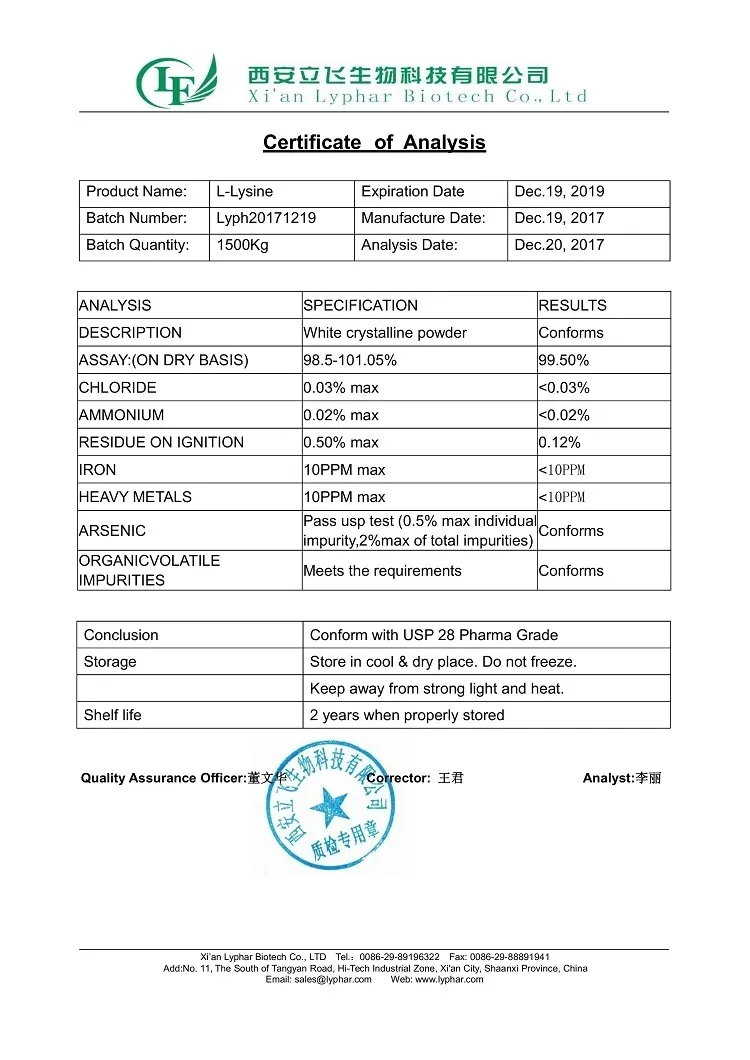 Factory Provide Feed Grade Amino Acid Lysine Hydrochloride/HCl