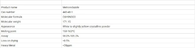 Feed Additives; Metronidazole 99%High Quality