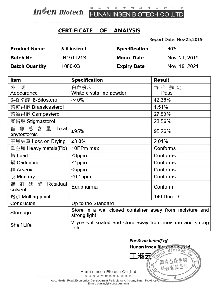 High Standard Natural Pure Beta-Sitosterol