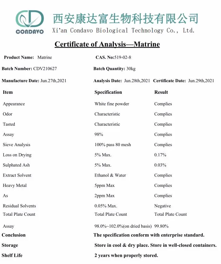 Pesticide Organic Insecticide Matrine Extract Powder Matrine Root Extract Matrine