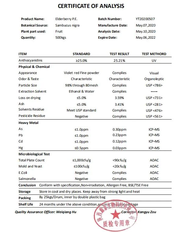 Sambucus Nigra Extract Anthocyanidins 25% Elderberry Extract