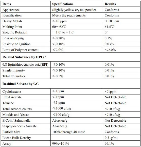 Wholesale Top Quality Alpha Lipoic Acid Powder Tablets for Antioxidant